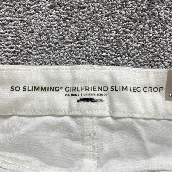 Chico's White Ankle Jeans with Fringe Hem - Picture 3 of 16